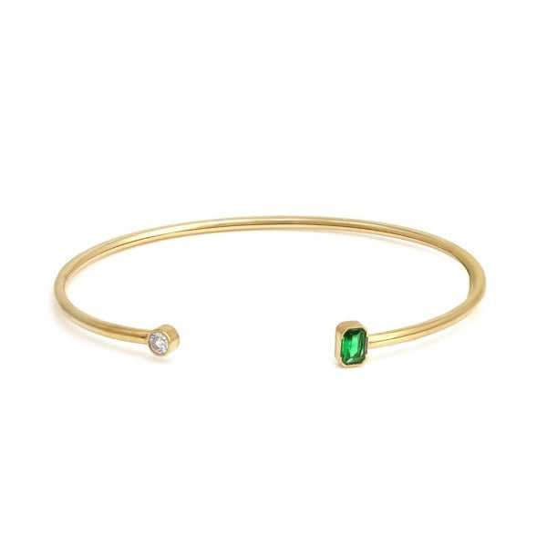 Say It With May Emerald Birthstone Bangle - Yellow Gold Plated