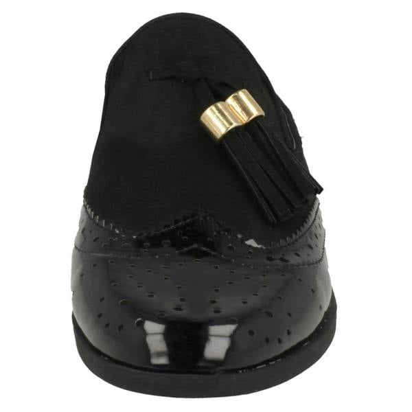 Spot On Ladies Spot On Closed Toe Brogue Mules
