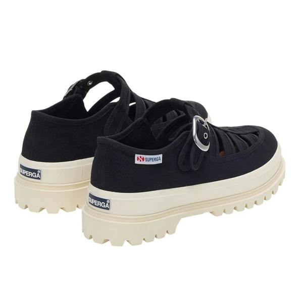 Superga Womens/Ladies 3541 Alpina Gurkha Fisherman Sandals - Black/Off White - 