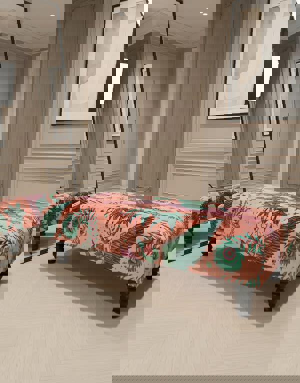 ISTOOLS Lynx Printed Fabric Footstool – Stylish Handmade Ottoman & Footrest for Home Décor