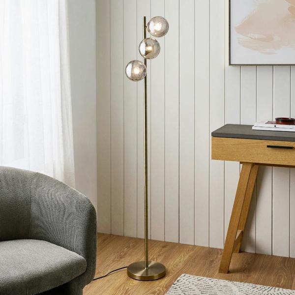 Pagazzi Lighting Tamara 3-Light Antique Brass Floor Lamp