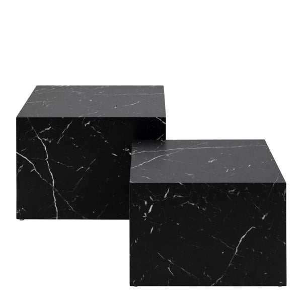 Furniture To Go Dice Square Coffee Table Set in Black Marble Effect