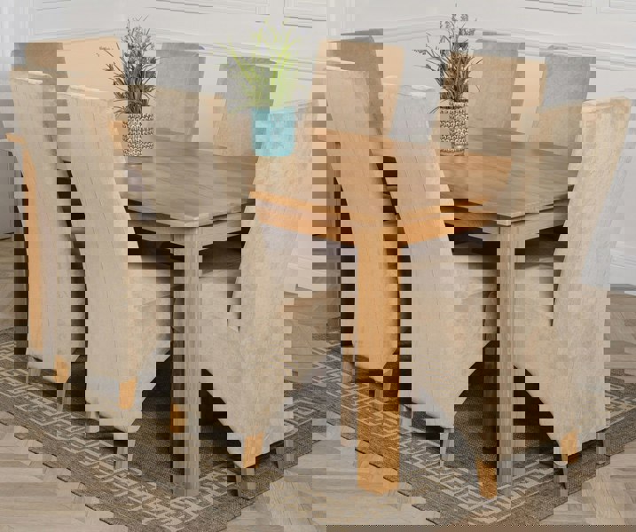 That's Furniture Oslo 180 x 90cm Large Oak Dining Set with Lola Fabric Chairs