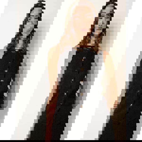 Blue Vanilla Crew Neck Button Through Vest