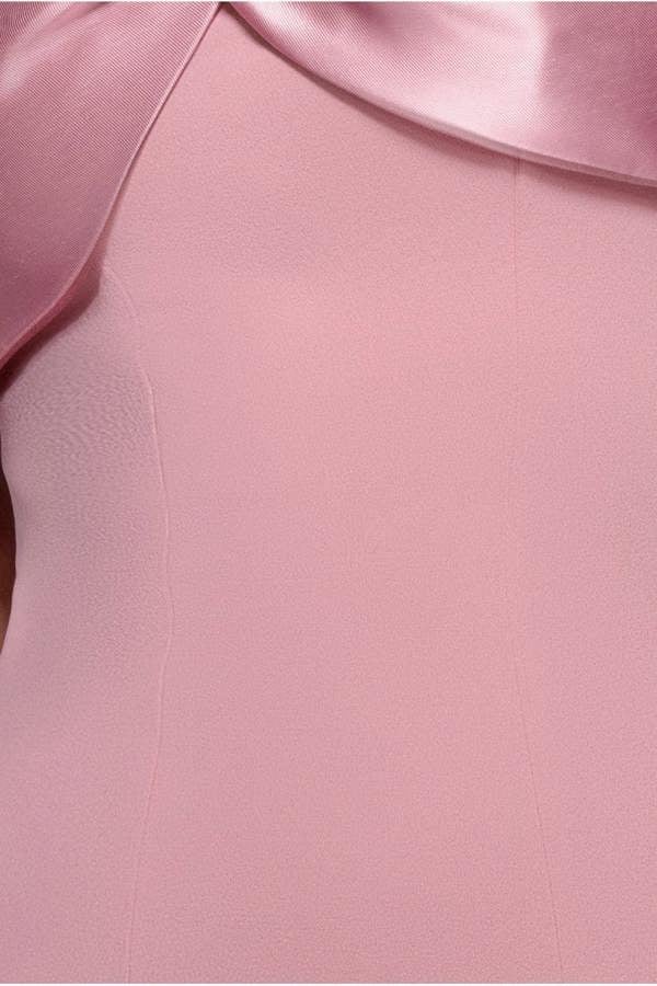 Twist Knot Satin & Scuba Bardot High Low Midi Dress - Blush Pink DR4617