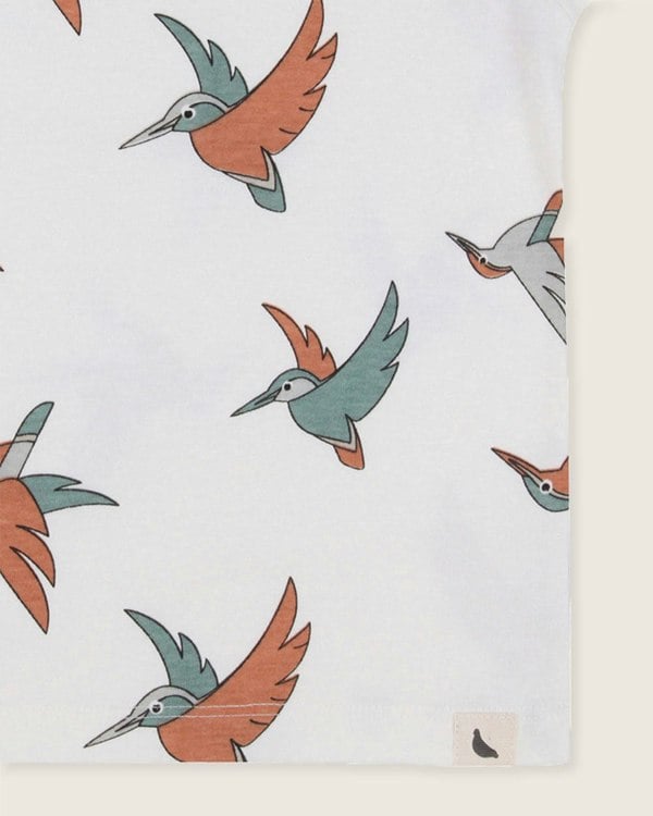 organic cotton White Birdsong Print T-Shirt - image 4