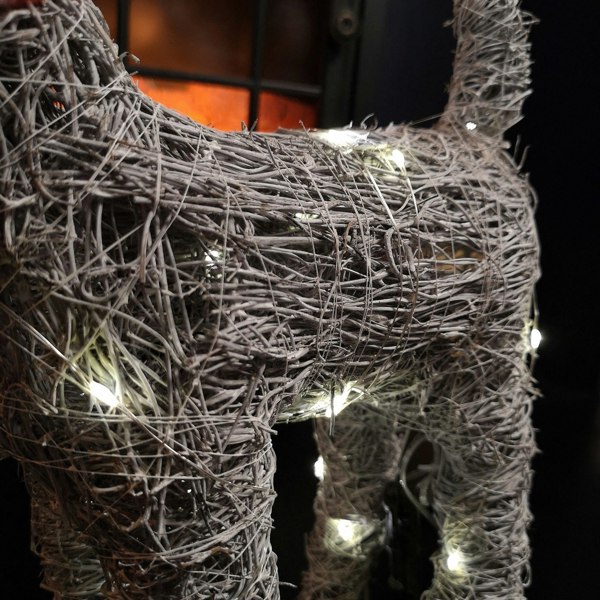 Samuel Alexander 51cm Battery Operated Rattan Woven Blitzen Reindeer with Warm White LEDs