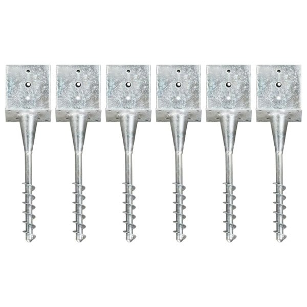 Berkfield Ground Spikes 6 pcs Silver 14x14x58 cm Galvanised Steel