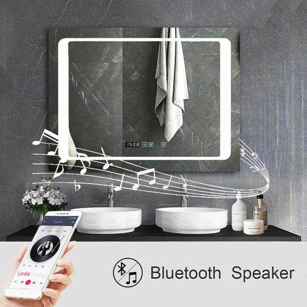 ENER-J 800x600mm Bathroom LED Mirror with Bluetooth Speaker, CCT Colour Changing, Dimmable Touch Control, Wall Mount