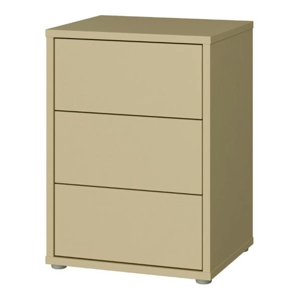 Furniture To Go Alice Springs Bedside Cabinet with 3 Drawers Push-to-Open in Butter Yellow