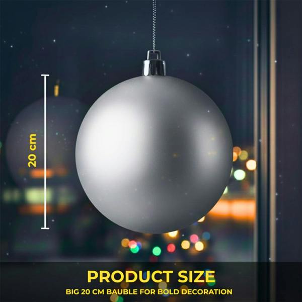 2cm Matte Silver Christmas Bauble for Elegant Tree and Home Festive Display image 3