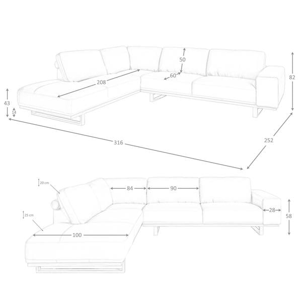 Angel Cerdá Corner sofa in sand leather 6203/6204
