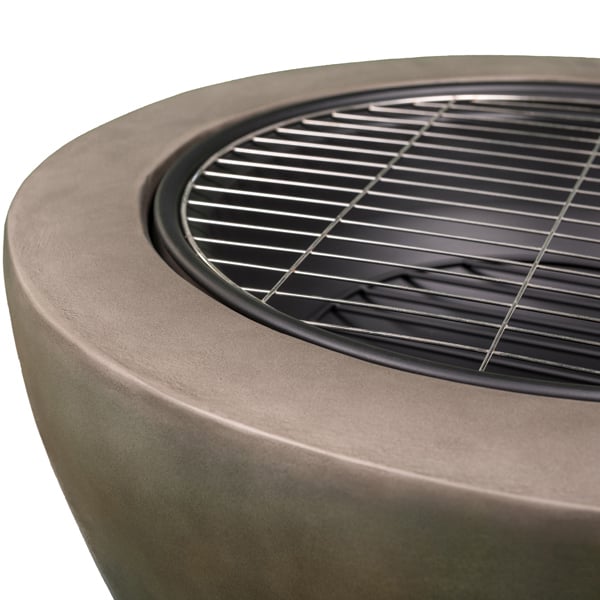 Centurion Supports Fireology DIABLO Dark Grey Contemporary Garden and Patio Heater Fire Pit and Barbecue with Concrete Stone-Effect Finish