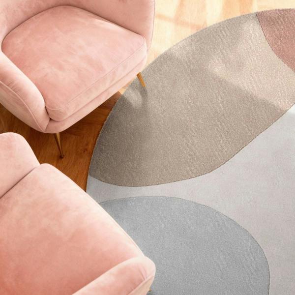 Wool Rug Clarissa Blue Multicolor, High-Low design, underfloor heating, easy to clean.