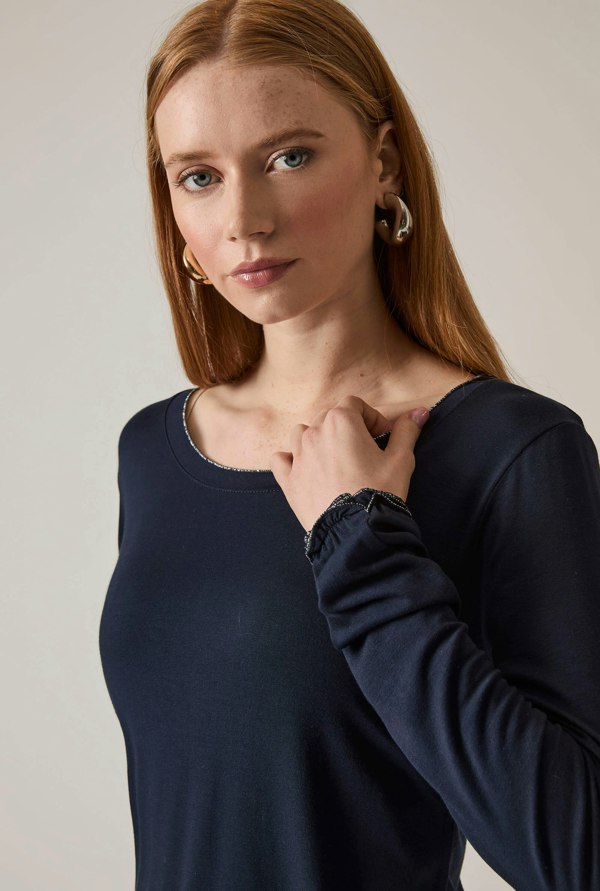 James Lakeland Long Sleeve Navy Top