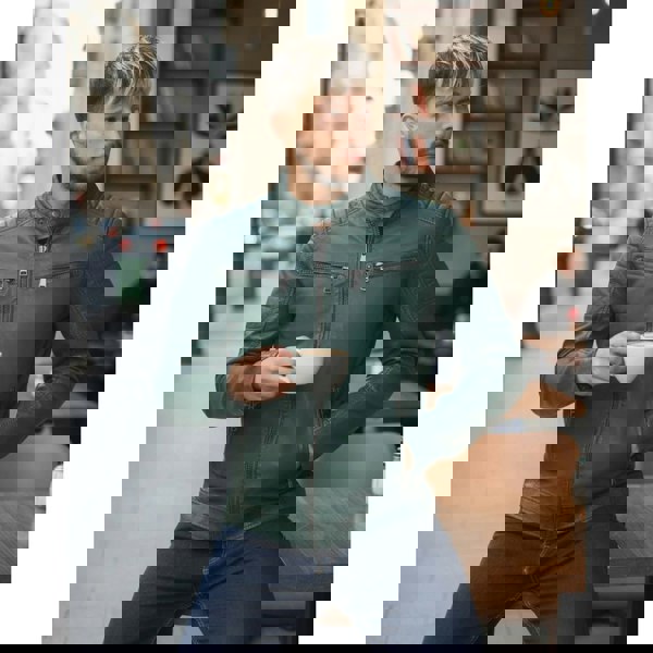 Leather Company Men's Lambskin Leather Motorcycle Jacket Slim Fit Biker Coat