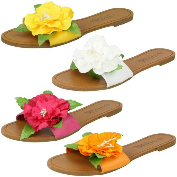 Spot On Ladies Spot On Flower Detail Sandals