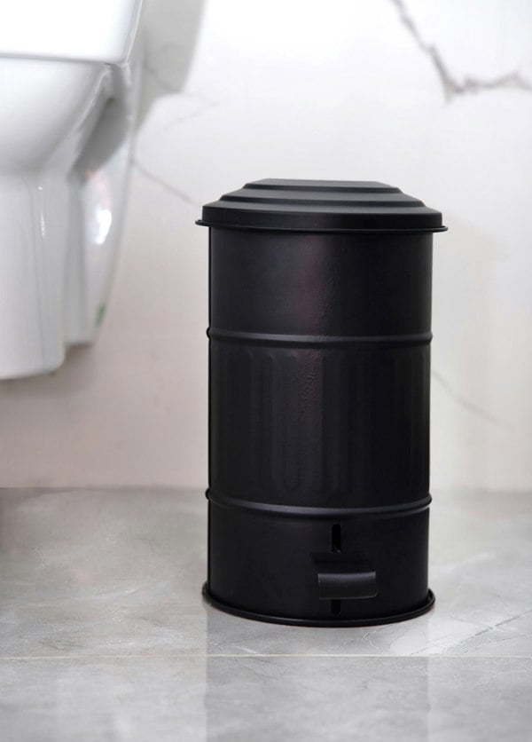 Rozi Black Step On Bathroom Rubbish Bin (5 Litres)