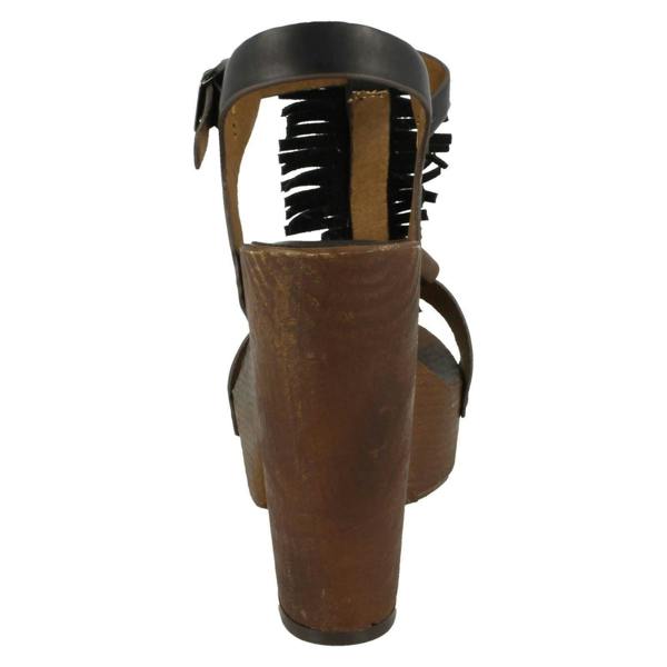 Savannah Ladies Savannah High Platform Wood Clog T-Bar Sandal