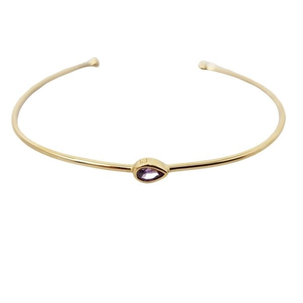 18ct Gold Vermeil Plated Amethyst February Birthstone Bangle