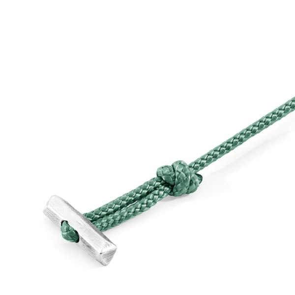 Anchor & Crew Mint Green Oxford Silver and Rope Bracelet