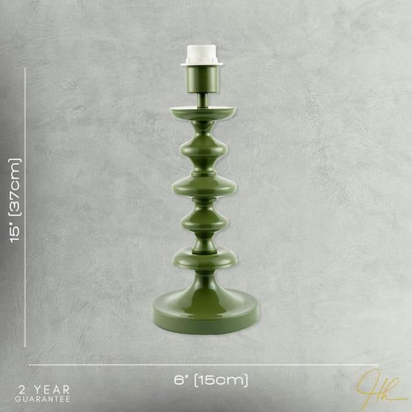Modern Olive Green Gloss Table Lamp Base with Chic Round Step Design Image 7