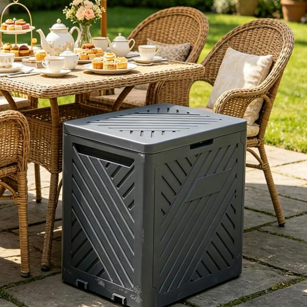 Gr8 Garden 120L Plastic Garden Storage Box Outdoor Deck Shed Cushion Utility Chest Trunk Anthracite