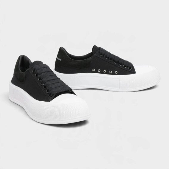Alexander McQueen Deck Plimsoll Low Black White