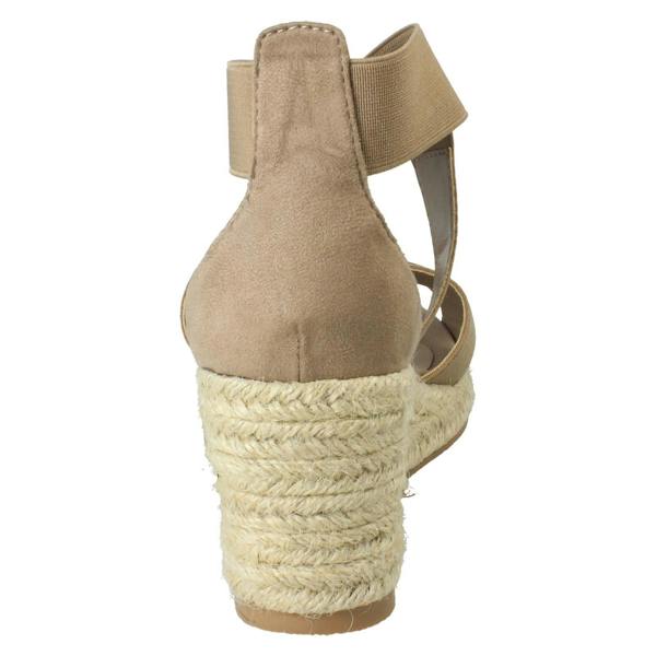 Savannah Ladies Savannah Elasticated Strap Wide Fit Wedge Heel Sandals F2308