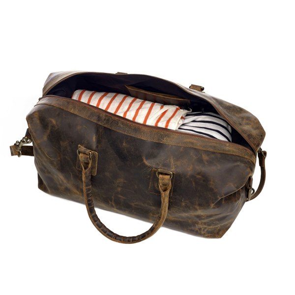 Paper High Personalised Brown Buffalo Leather Overnight Bag