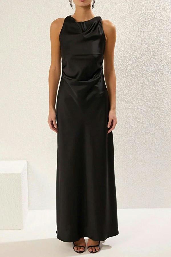 WOVCOR Satin Maxi Evening Dress
