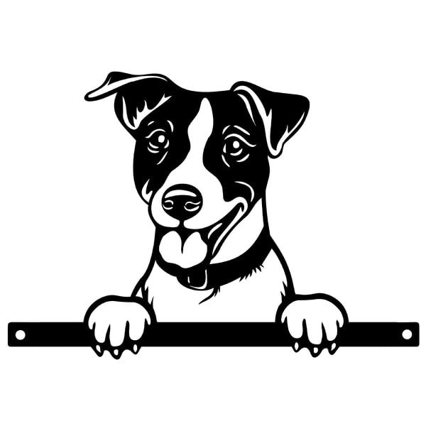 EDH Door Hardware Metal Jack Russell Peeking Dog Silhouette – 22.5cm x 32cm | Durable Outdoor & Indoor Wall Art for Garden, Fence, or Home Décor