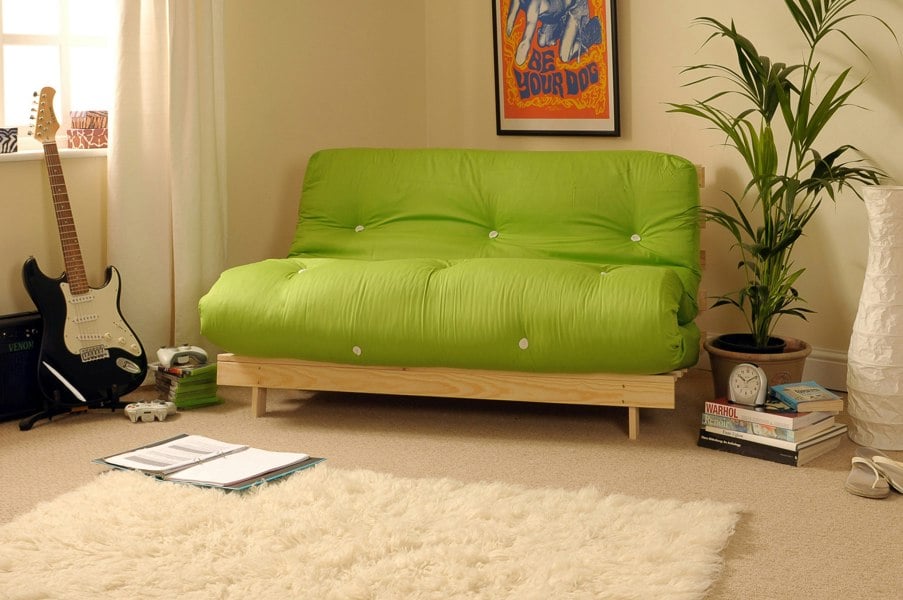 Comfy Living Wooden Futon sofa bed frame with a Luxury Mattress