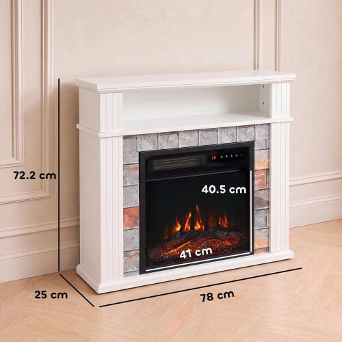 HOMCOM Freestanding Electric Fireplace Suite, 1800W, Open Shelf, LED Flame