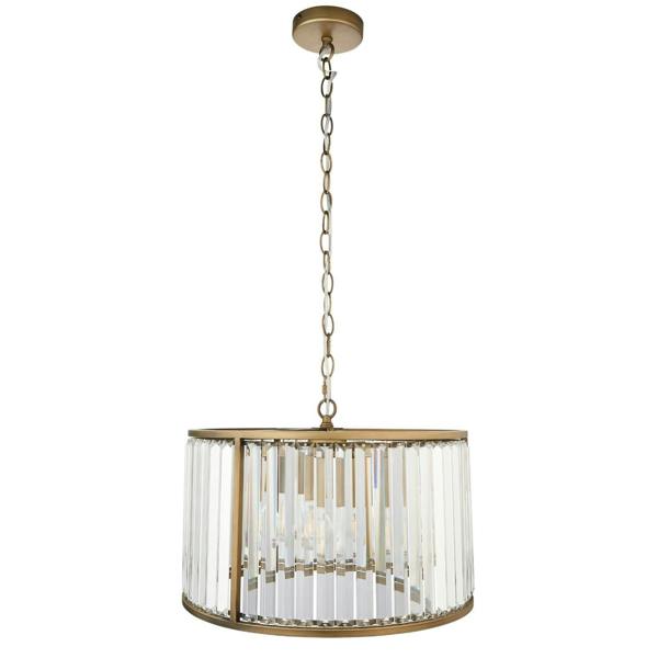 Pagazzi Lighting Resto Crystal & Antique Brass Pendant Ceiling Light