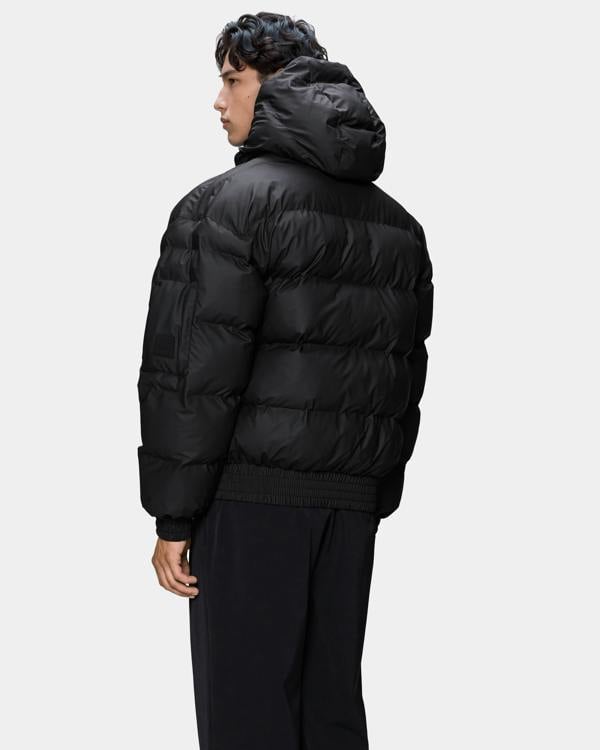 Rains Alta Bomber Puffer Jacket - 01 Black. Back.