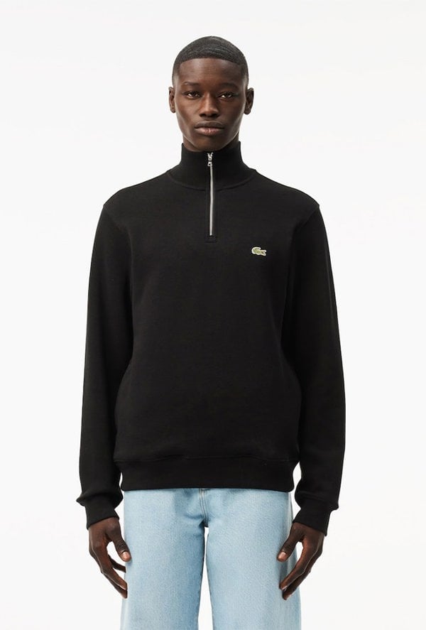 Lacoste Men's Zip-Up High Neck Interlock Sweatshirt - Black