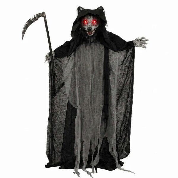 Bobobiy Halloween Standing Werewolf Animated Decoration with Light-Up Eyes, Sound and Touch Activated