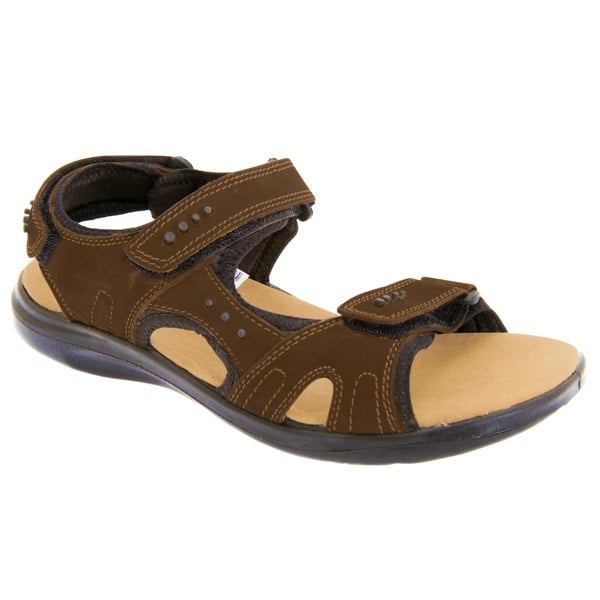 Roamers Mens 3 Touch Fastening Padded Sports Sandals - Brown