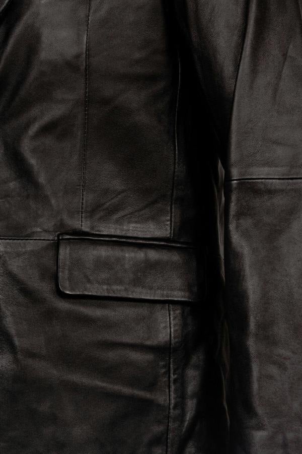 Infinity Leather Mens 2 Button Black Blazer Soft Lamb Tailored Leather Jacket