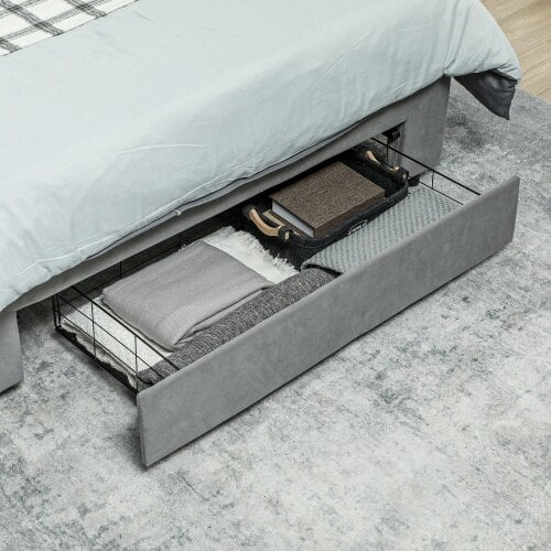 Wyld Haus Rela 4FT6 Double Ottoman Bed Frame with Integrated Front Divan Drawer Storage In Grey
