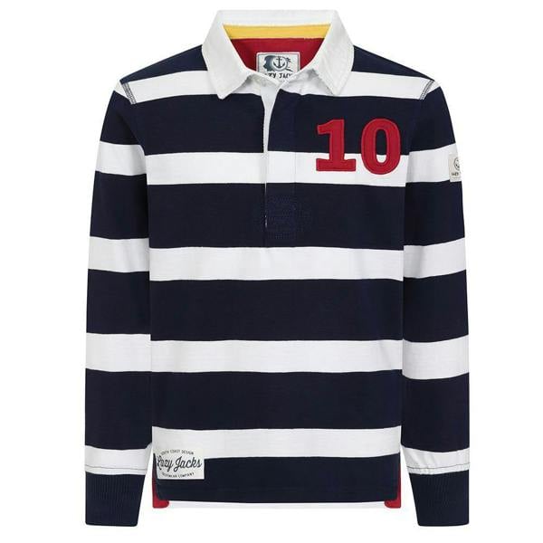 Lazy Jacks Boys Striped Rugby Shirt - Marine / Rouge