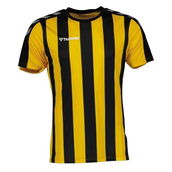 Hummel Mens Striped Logo T-Shirt - Black/Sports Yellow - 