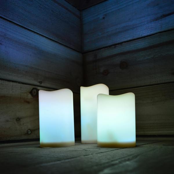 Samuel Alexander 15cm Premier Set of 3 Battery Operated Multi Pastel Colour Changing LED Candles