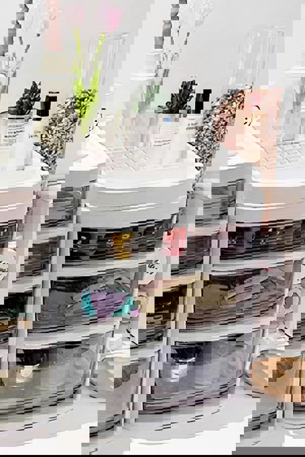 Living and Home 3 Tier Cosmetic Drawer Storage Trolley Mobile To Store Cosmetics Storage Box