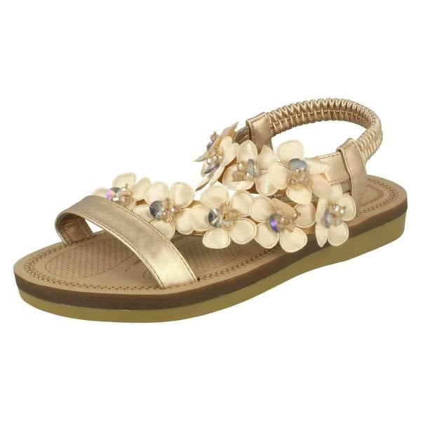 Anne Michelle Ladies Anne Michelle Flower Trim Sandals