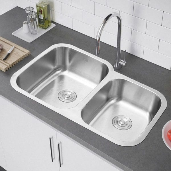 Built-In Stainless Steel Double Kitchen Sink Living and Home