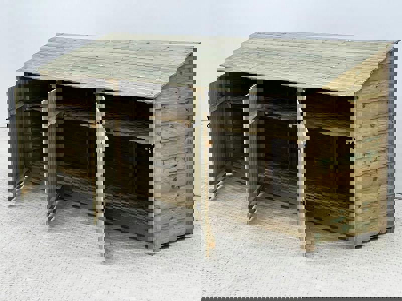 Arbor Garden Solutions Wooden Premium Tongue/Groove Log Store with Doors and Shelf W-335cm, H-126cm or 180cm, D-88cm