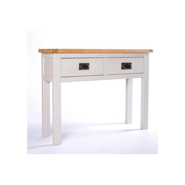 Cabinet Bits Argenta Light Grey 2 Drawer Console Table Brass Drop Handle