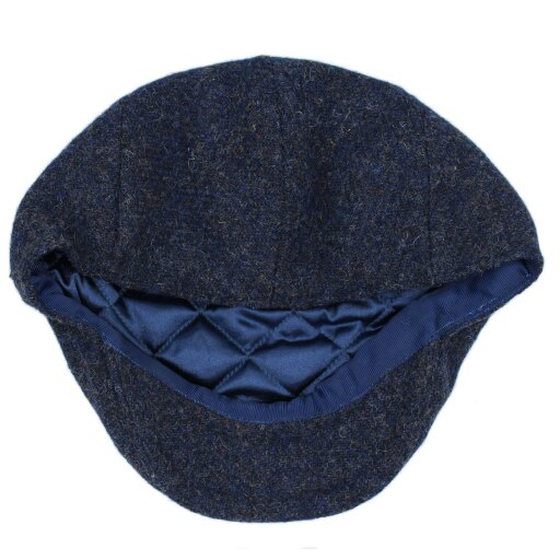 Heather Hats & Accessories Genuine Harris Tweed Wool Flat Cap, Satin Lining, Outdoor Wear, Ocean Blue